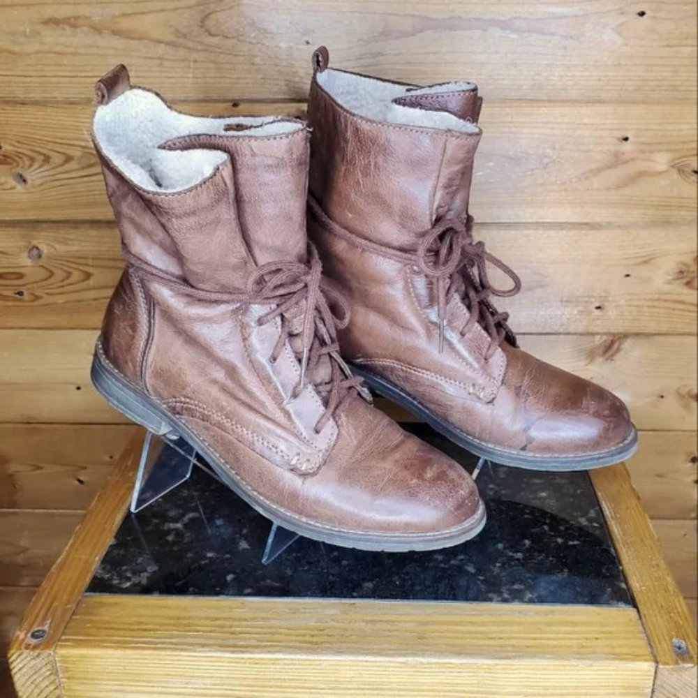 ALDO LEATHER BOOTIES LACE UP HIKING ANKLE WINTER BOOTS size 8